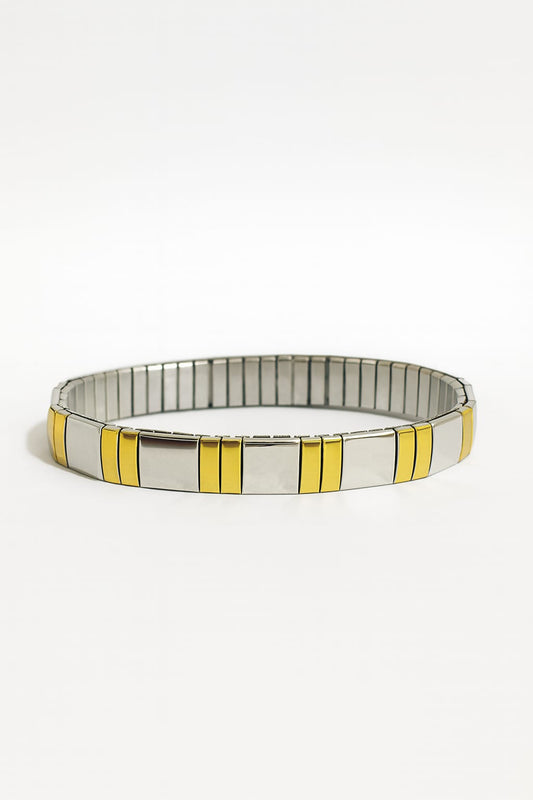 Elysian Two-Tone Geometric Link Bracelet