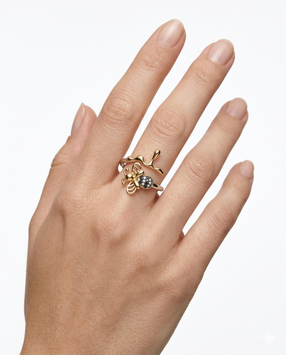Bolt Ring – two tone Industrial Hex Statement Band