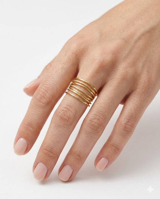 Multi-Band shape Ring – Adjustable Layered Statement Ring