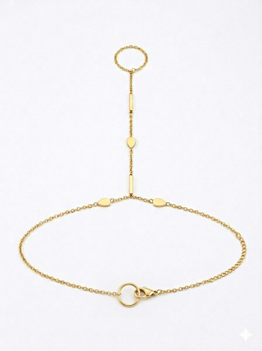 Celestial Hand Chain – Bar & Teardrop Slave Bracelet