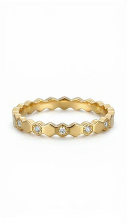 Hexagonal Ring with Crystal Accents