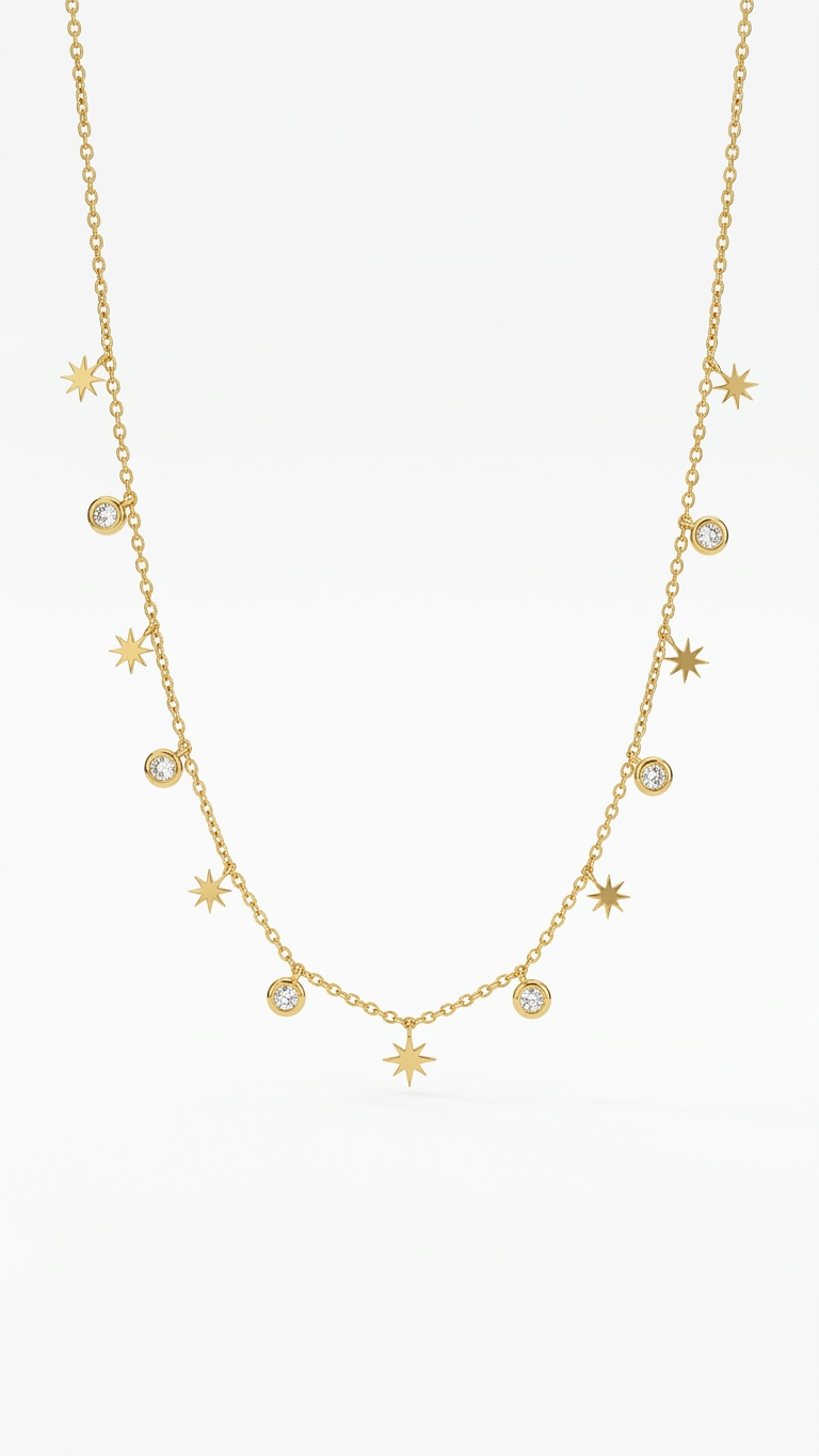 Celestial Starburst & Bezel Crystal Choker Necklace