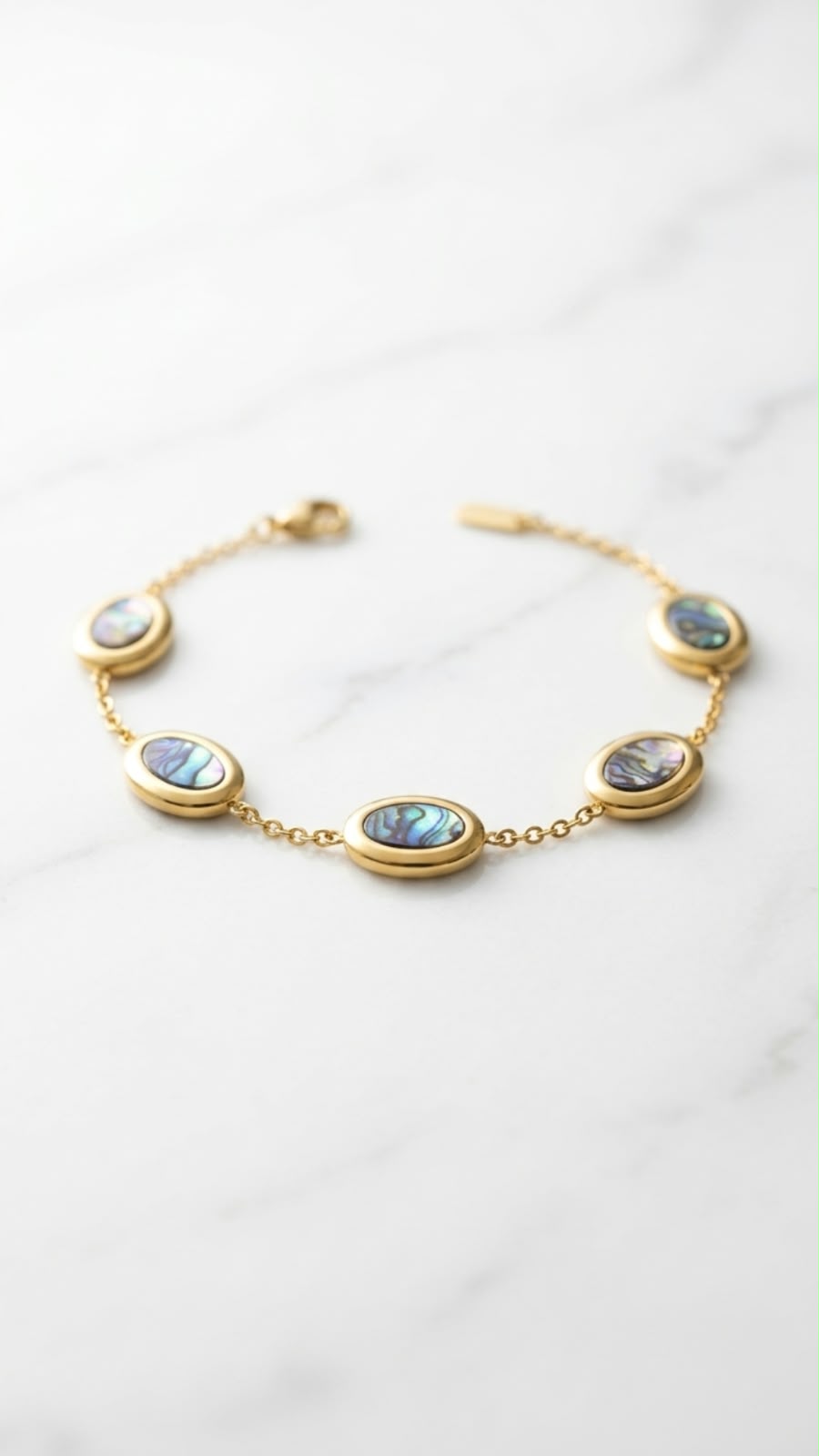 Gold Iridescent Resin Oval Station Chain Bracelet