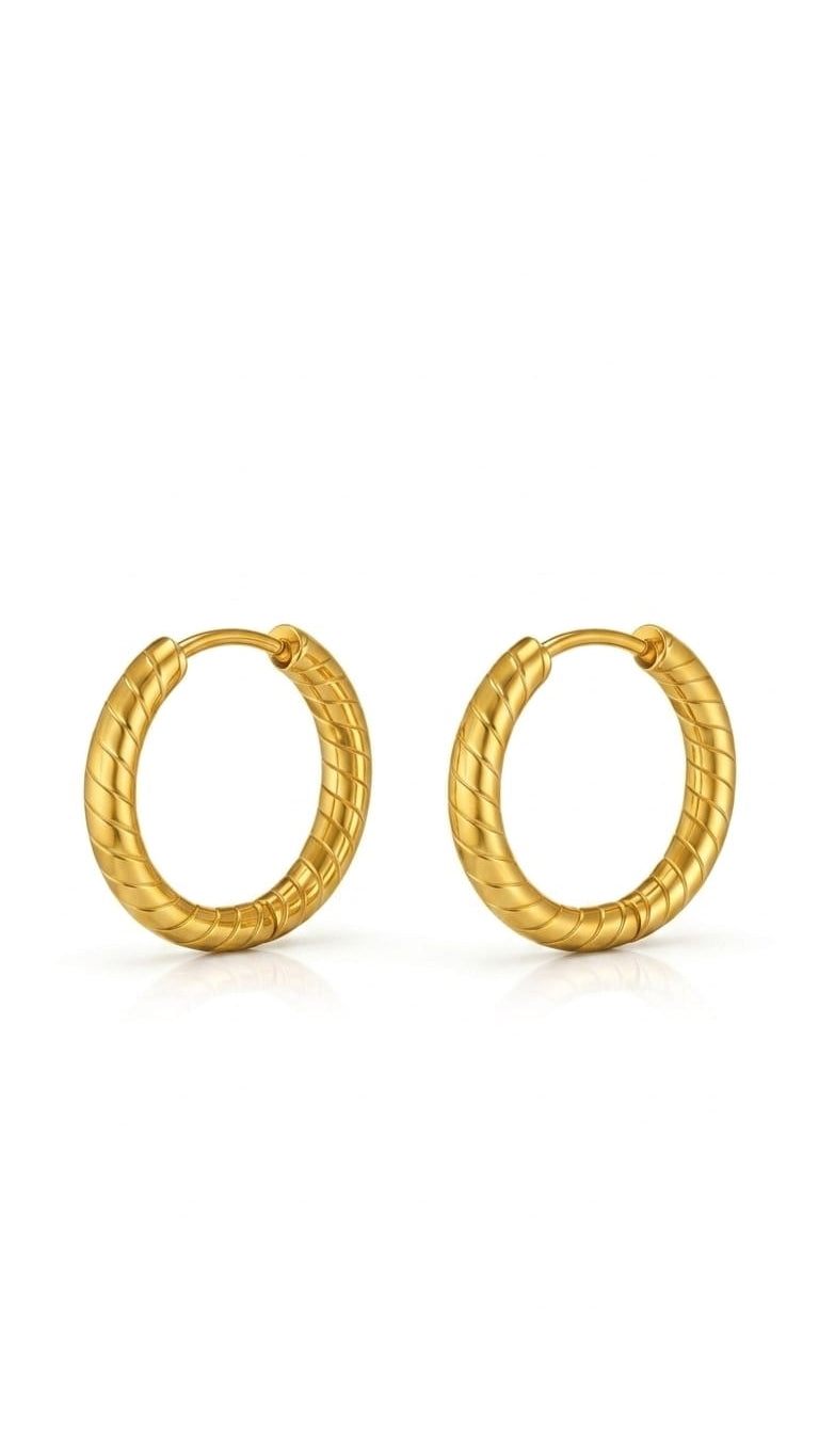 Classic Twisted Croissant Hoop Earrings – Gold Finish
