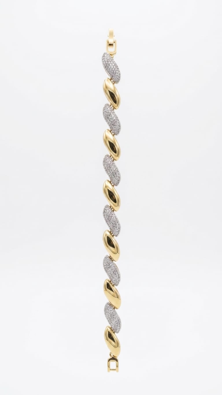 Polished Link Statement Bracelet mix gold and silver