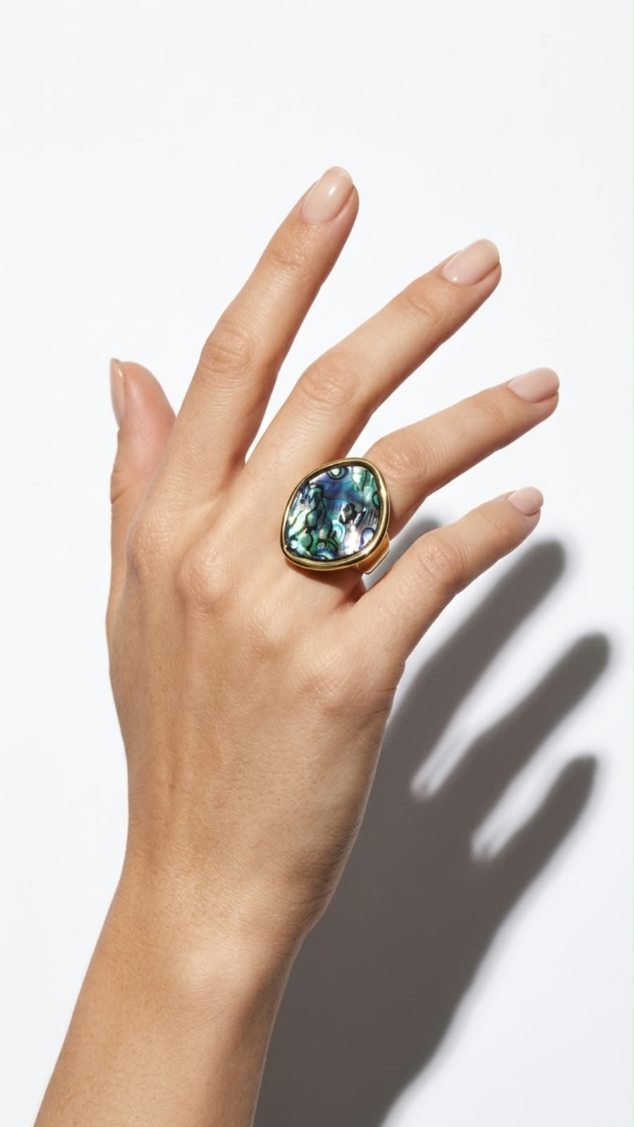 Gold Iridescent Resin Shell Statement Ring