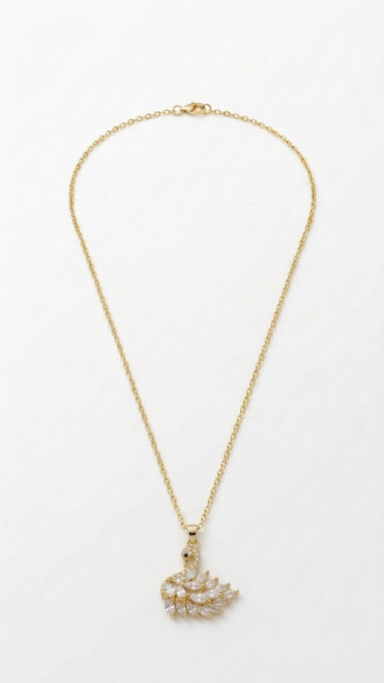 Crystal Swan Pendant Necklace
