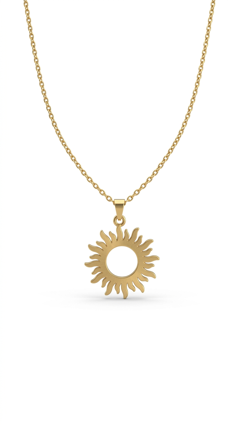 Celestial Sunburst Open-Center Pendant Necklace