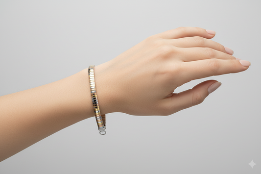 Tricolor Ombré Link Bracelet – Mixed Metal Gold, Silver & Rose Gold