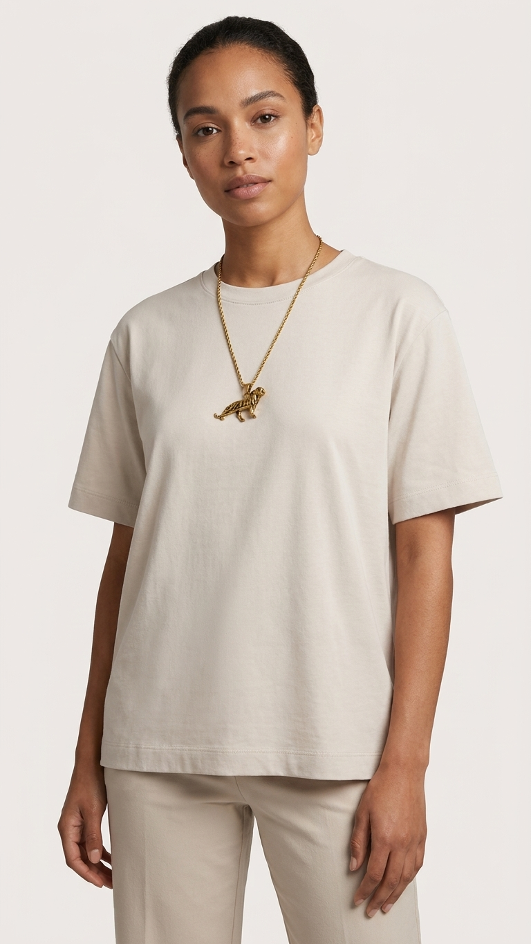 Golden Tiger Pendant Necklace with Rope Chain