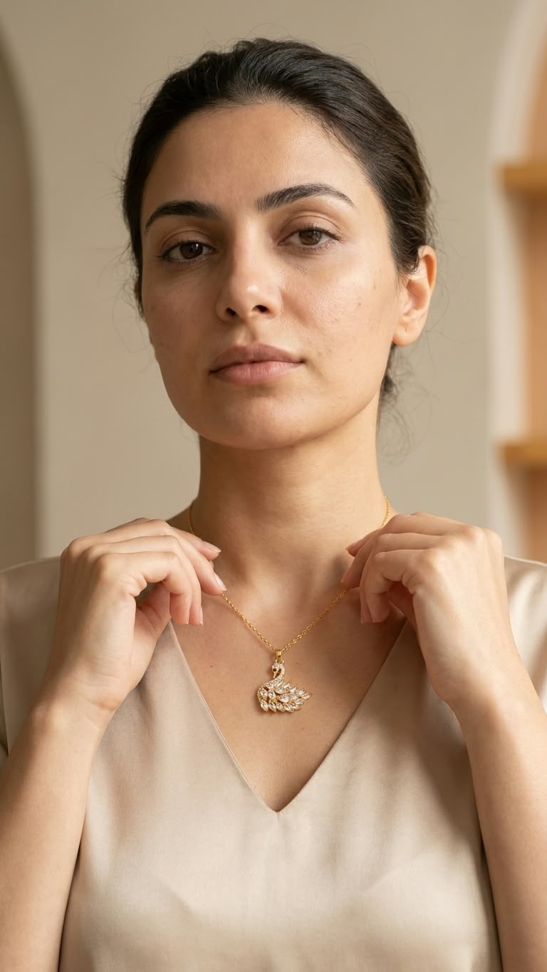 Crystal Swan Pendant Necklace