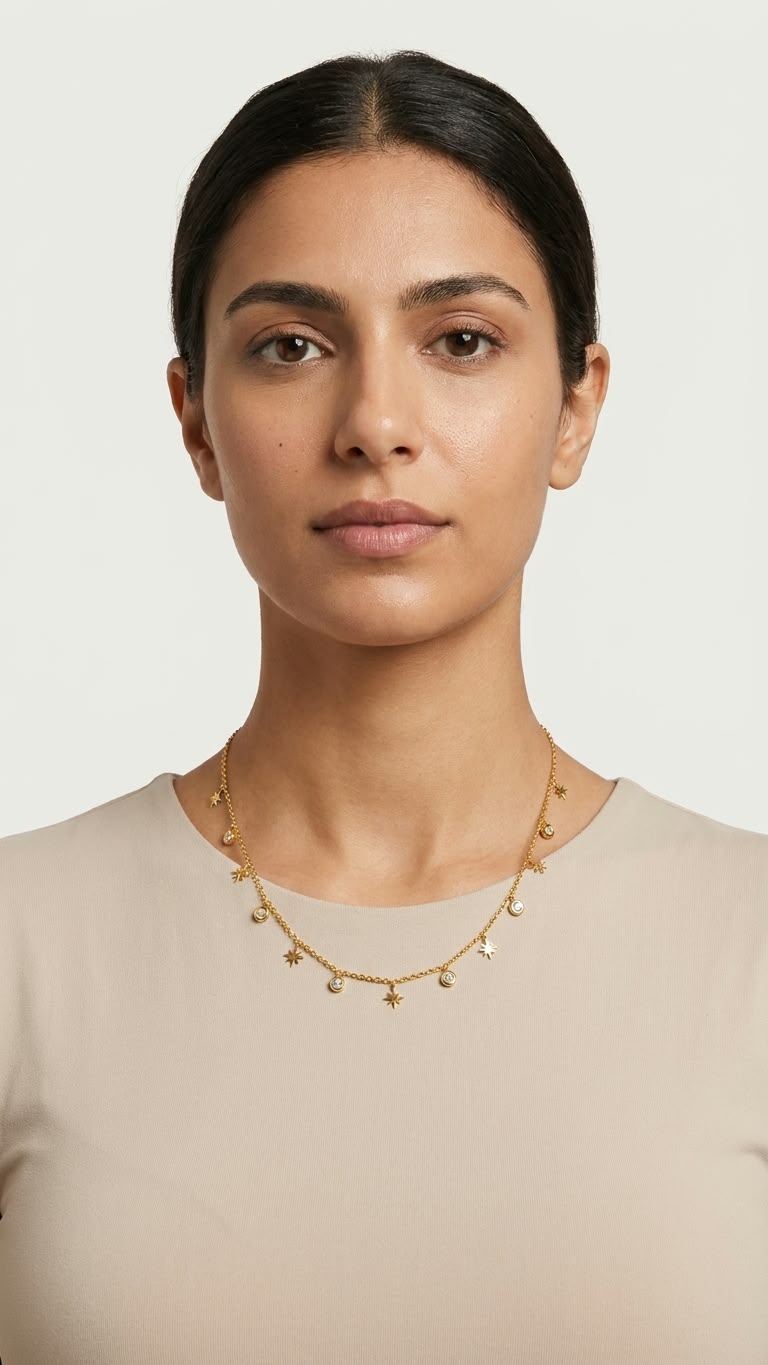 Celestial Starburst & Bezel Crystal Choker Necklace