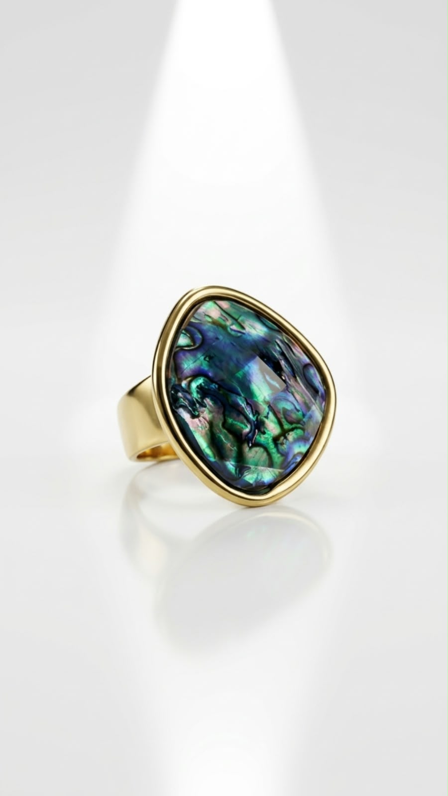 Gold Iridescent Resin Shell Statement Ring