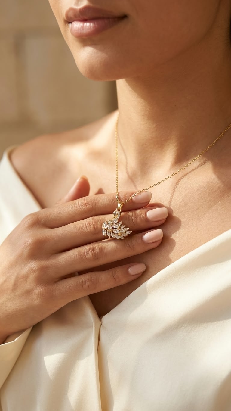Crystal Swan Pendant Necklace
