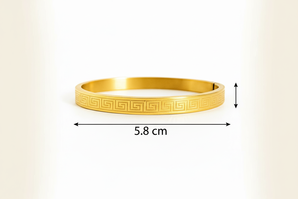 Greek Key Bangle - Stainless Steel
