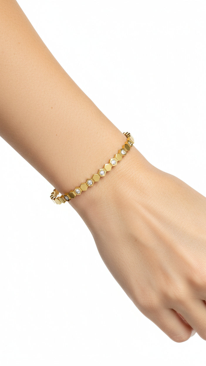Studs Accented Honeycomb Bangle