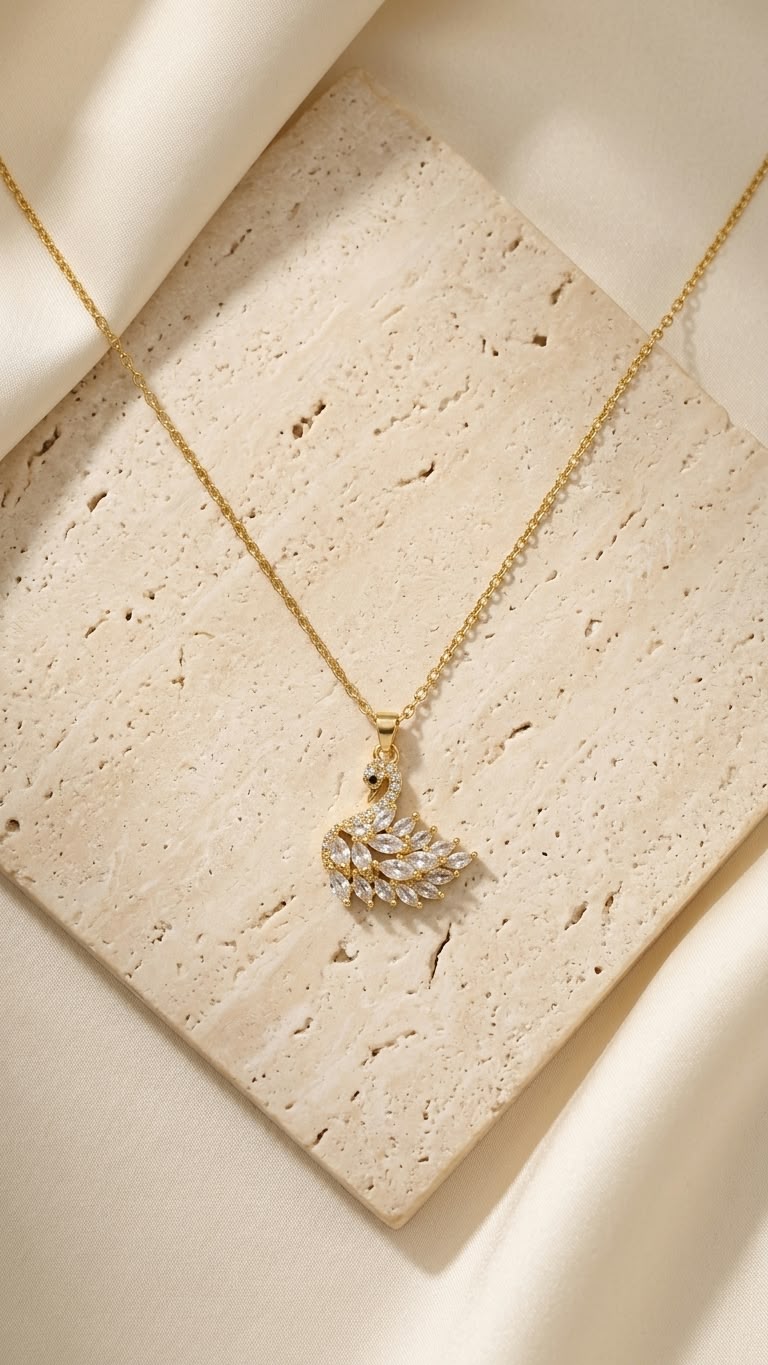 Crystal Swan Pendant Necklace