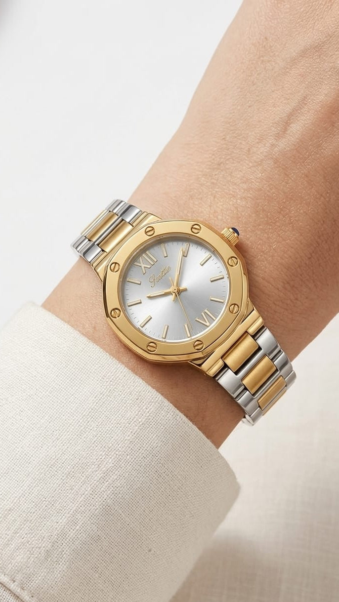 Women's Two-Tone Stainless Steel Watch with Octagon Bezel