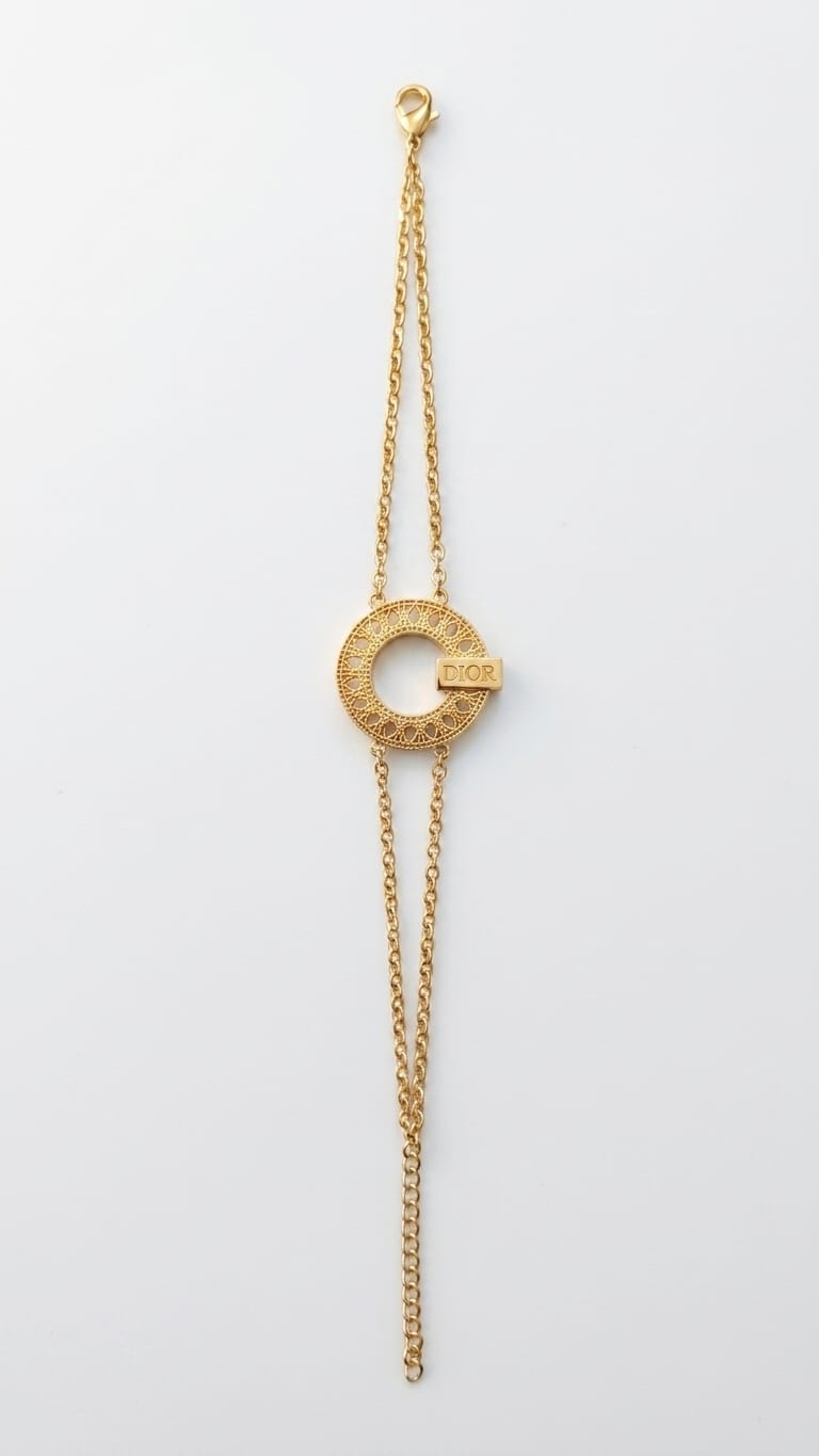 Cannage Circle Charm Bracelet with signature