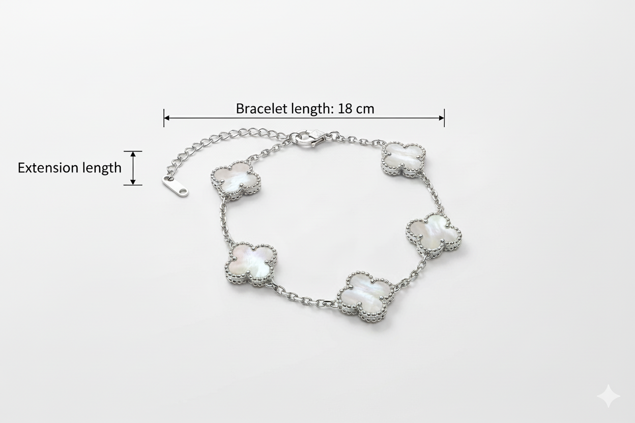 WhiteClover Bracelet – Silver Beaded Motif