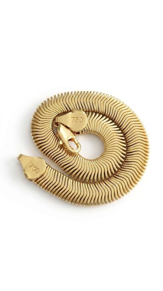Italian-Style Textured Herringbone Cobra Bangle Bracelet