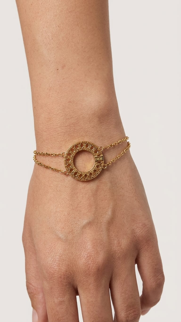 Cannage Circle Charm Bracelet with signature