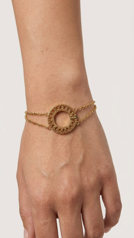 Cannage Circle Charm Bracelet with signature