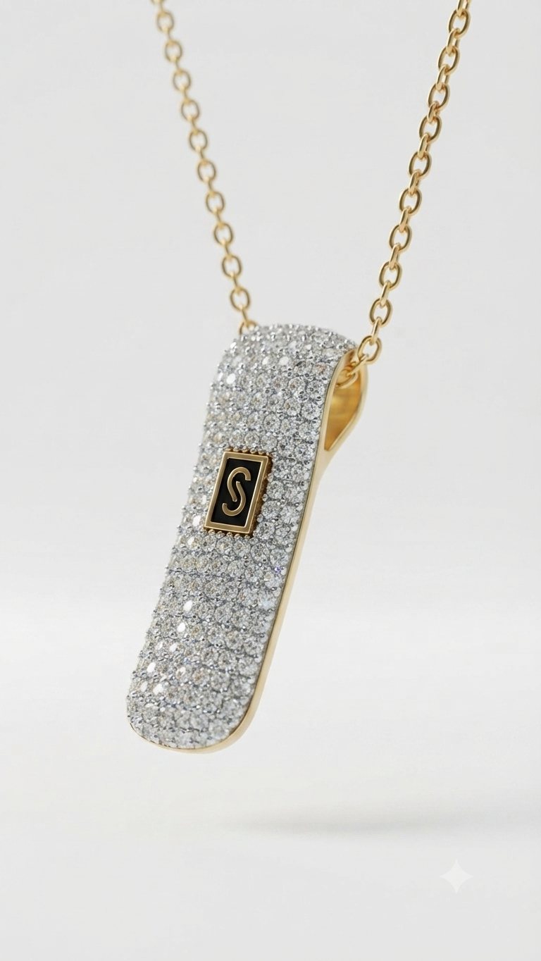 Pavé silver Crystal Statement Pendant Necklace