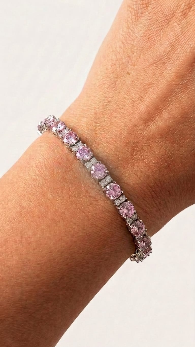 Radiant Pink Crystal Tennis Bracelet with Pavé Details