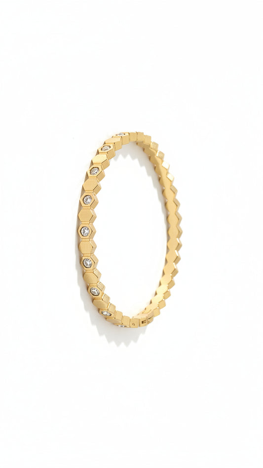 Studs Accented Honeycomb Bangle