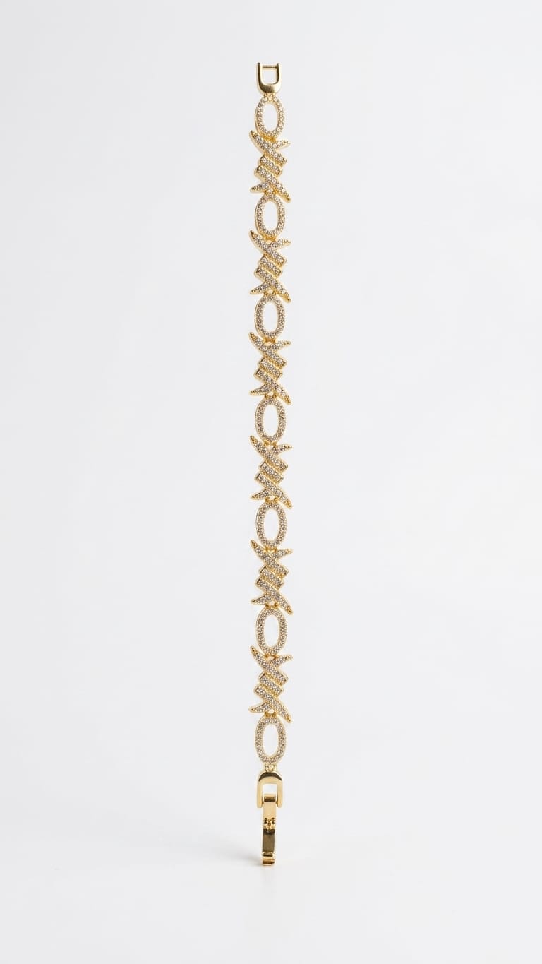Pavé Crystal Barbed Link Bracelet in Gold or mix gold and silver